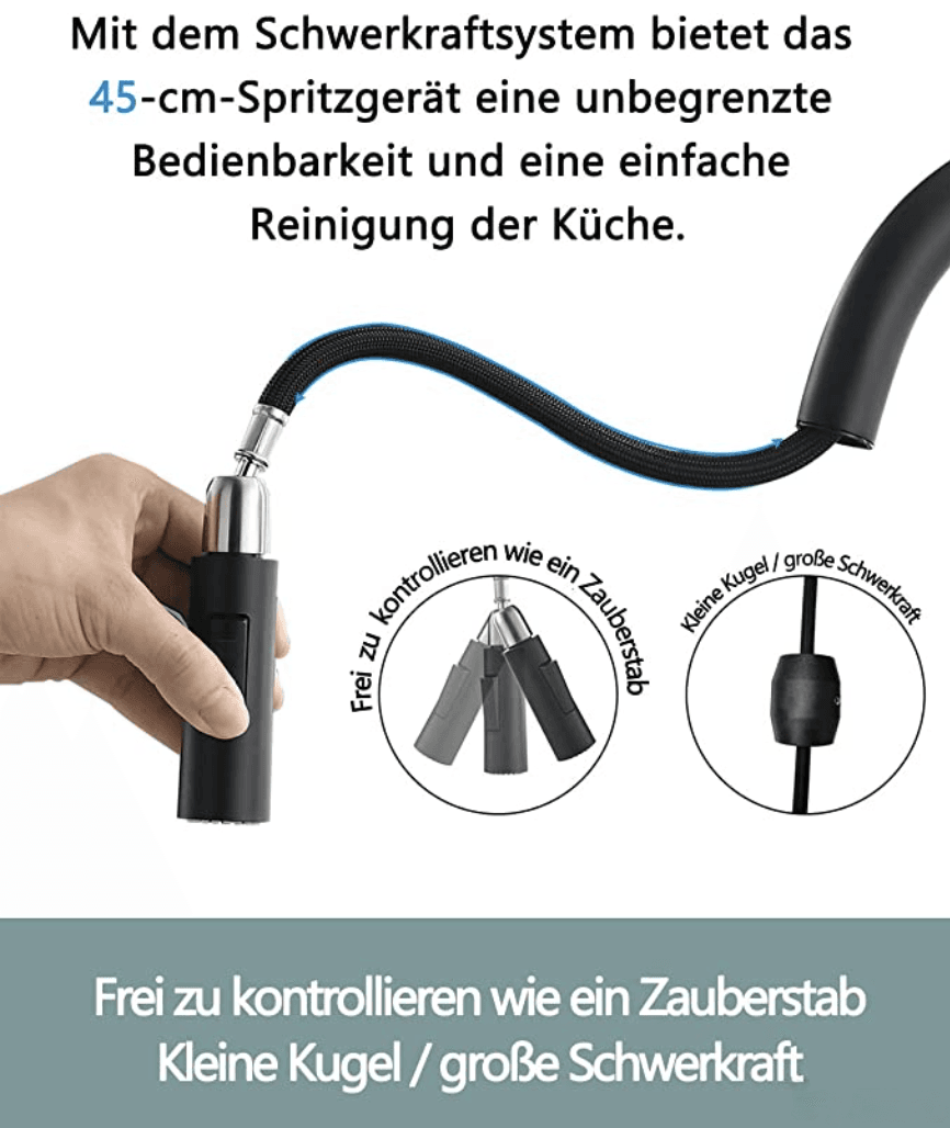 Specifiche del rubinetto NT1354: doccetta estraibile da 45 cm con contrappeso