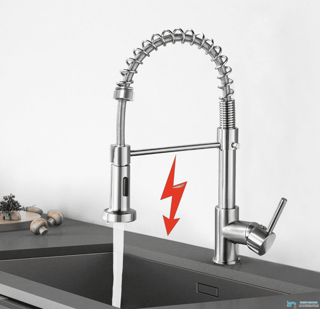 Miscelatore a bassa pressione EYN NT1614 effetto acciaio inox spazzolato