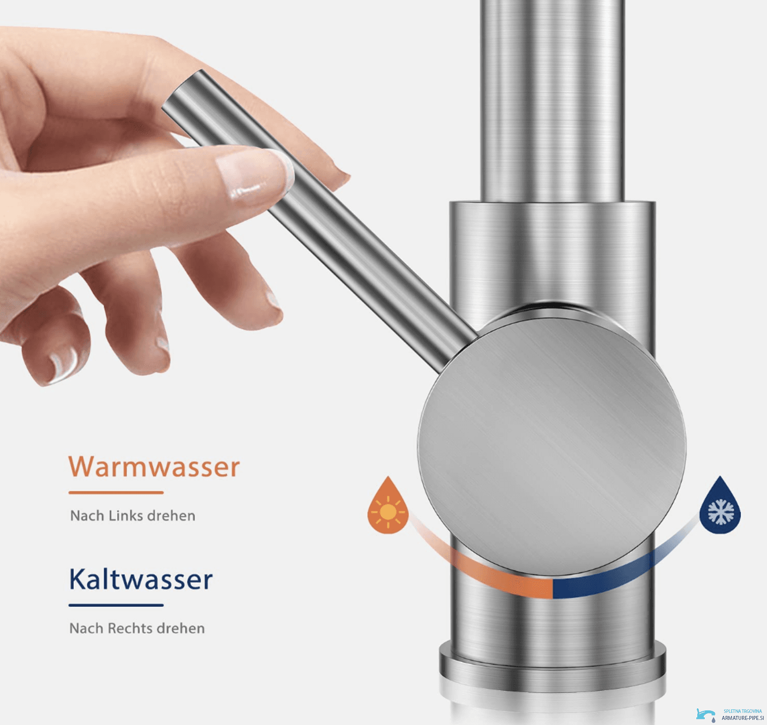 Miscelatore a bassa pressione EYN NT1614 effetto acciaio inox spazzolato