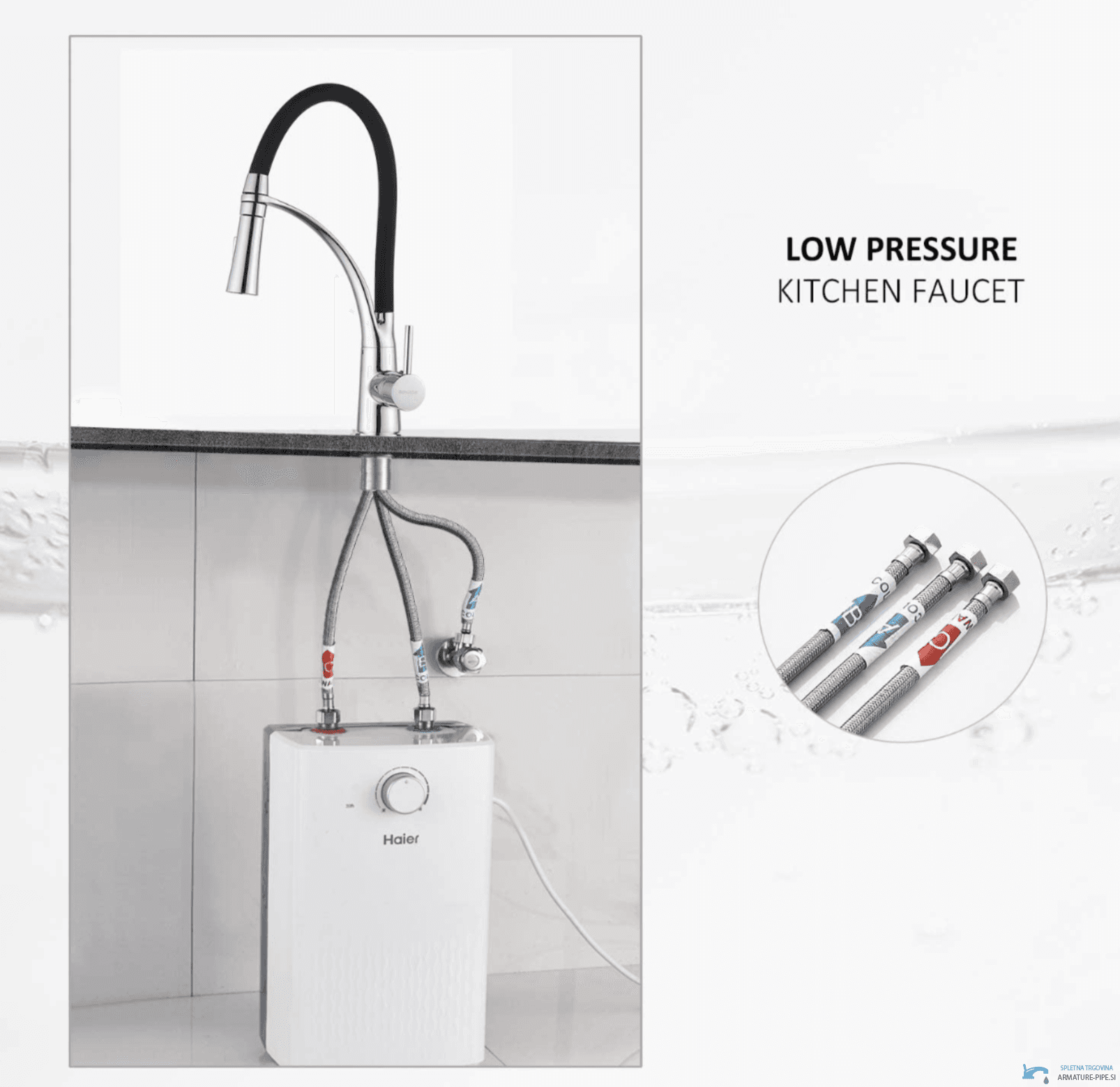 Schema del miscelatore cucina NT1749 a bassa pressione con tre tubi e boiler sottolavello