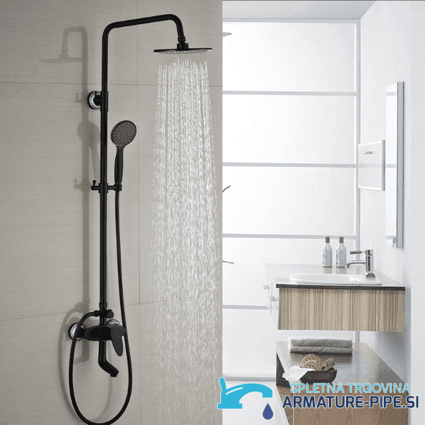 Sistema doccia nero NTC79887 con finitura nera opaca