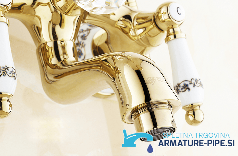 Pannello doccia «con diamante» NTG40422 in oro lucido