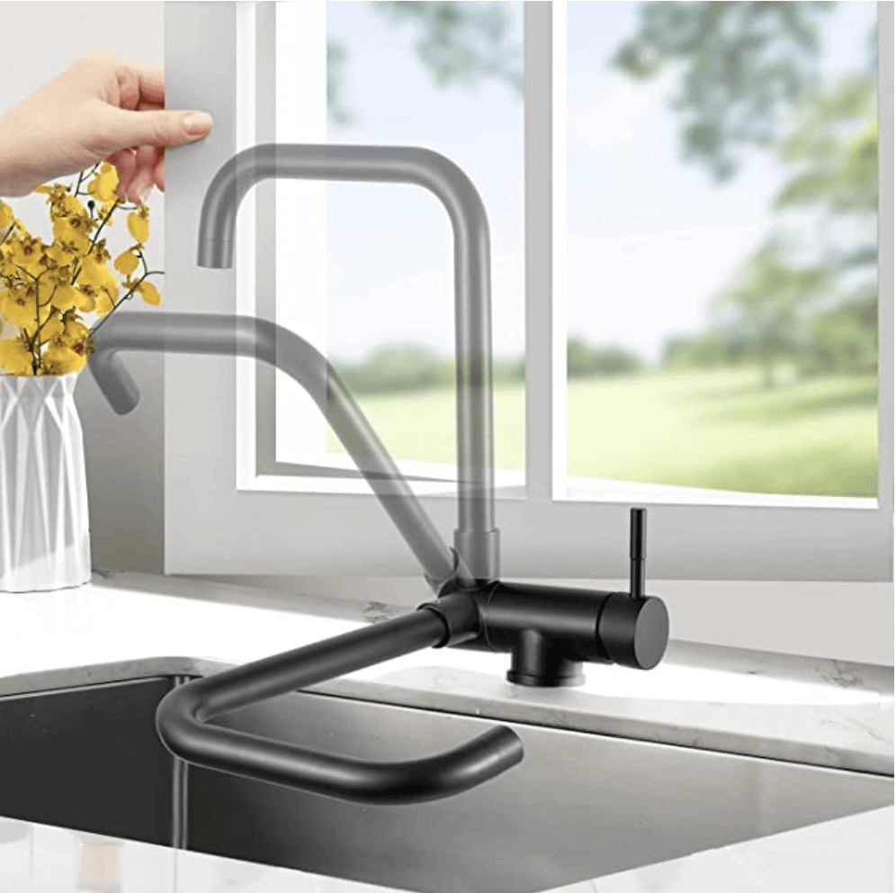 Rubinetto da bagno da piano EYN PA13536 in ottone con LED e bocca girevole, cromo, nero e nero opaco PA13536 — 1