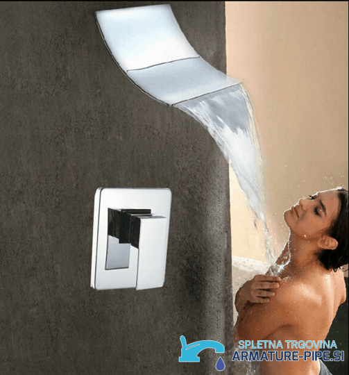 Sistema doccia da incasso PT61219 con funzione cascata in cromo lucido