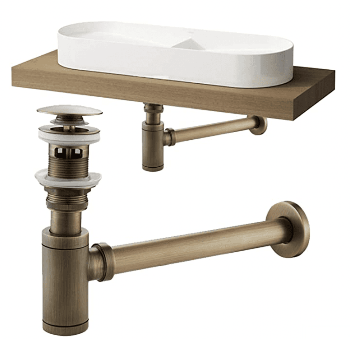 Sifone pop-up antico con parte sottolavabo SAQ1556 in bronzo antico spazzolato