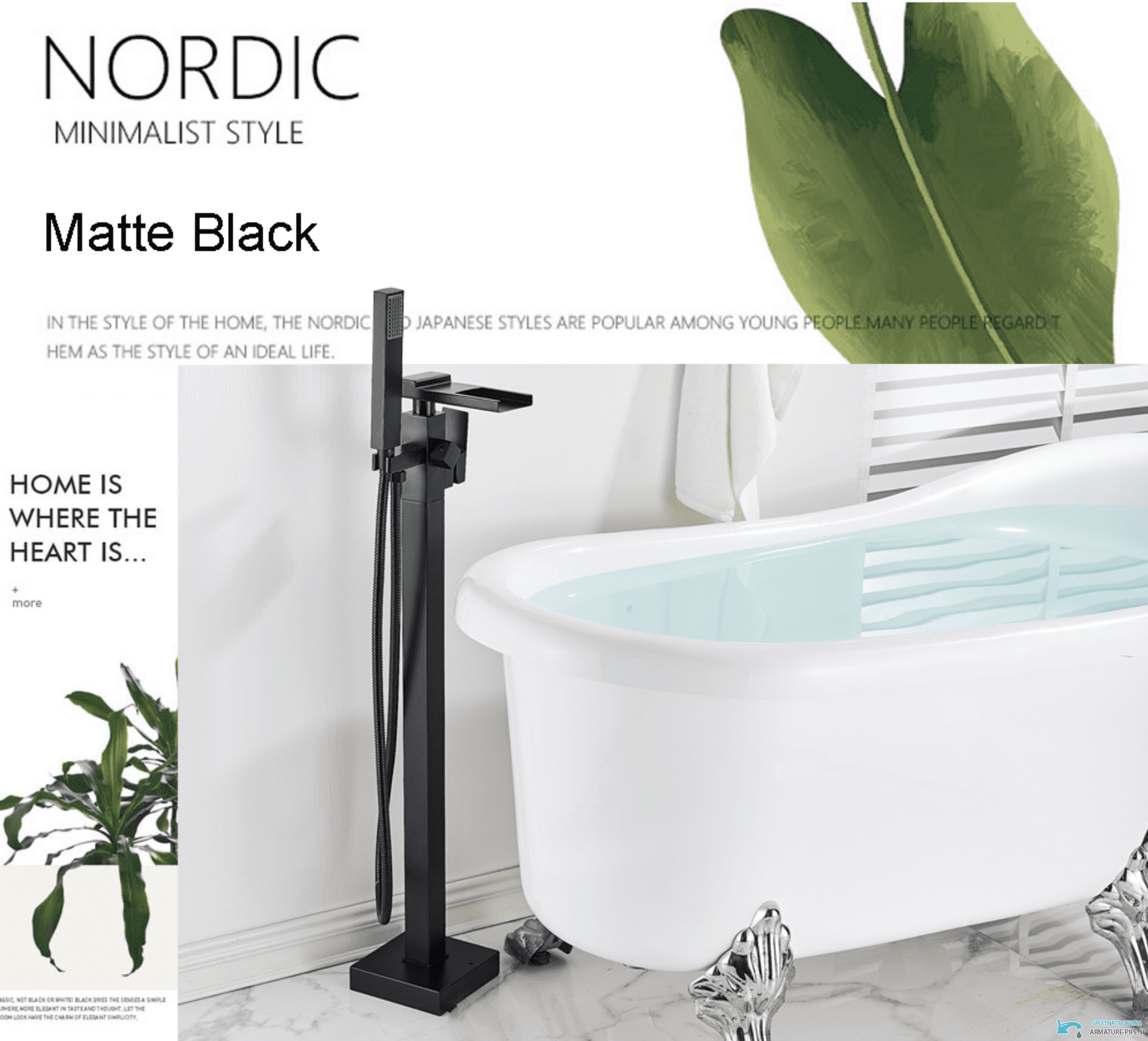 Rubinetto freestanding per vasca SB1720 in nero opaco