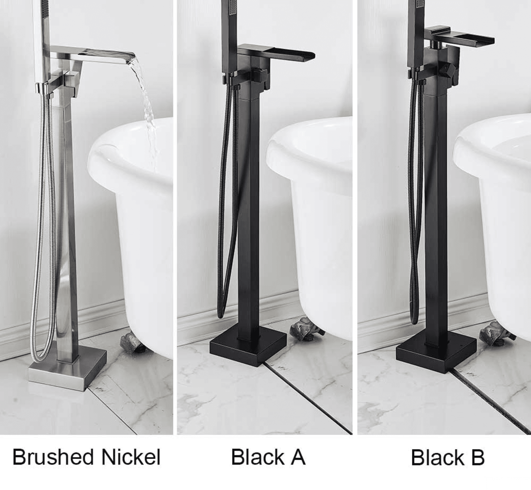 Rubinetto freestanding SB1720 nelle varianti nichel spazzolato e nero opaco