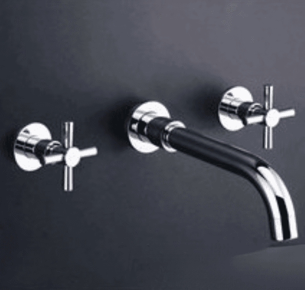 Rubinetto lavabo LED EYN SU0167 — bocca nera a parete con manopole a croce
