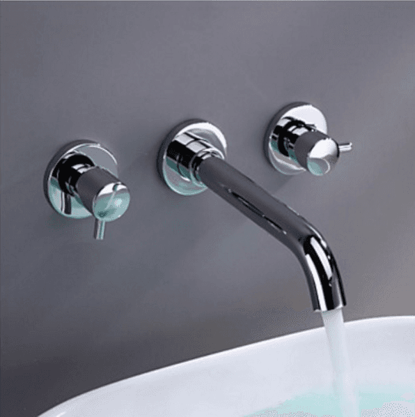 Rubinetto a parete per lavabo in ottone SU2321, finitura cromo lucido