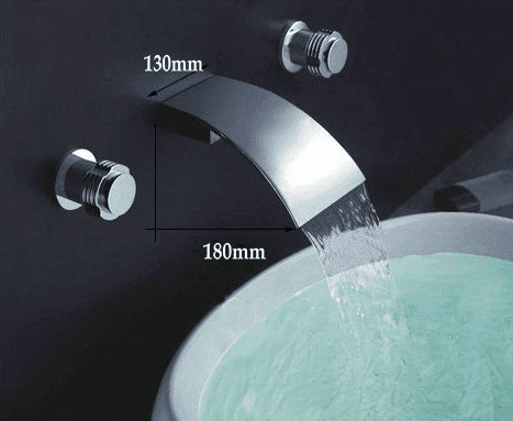 Specifiche del rubinetto a parete SU2500 con bocca a cascata: dimensioni 130 mm e 180 mm