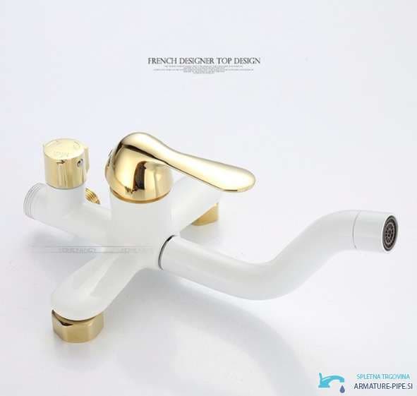 Pannello doccia esterno EYN TAB1511 in bianco e oro lucido