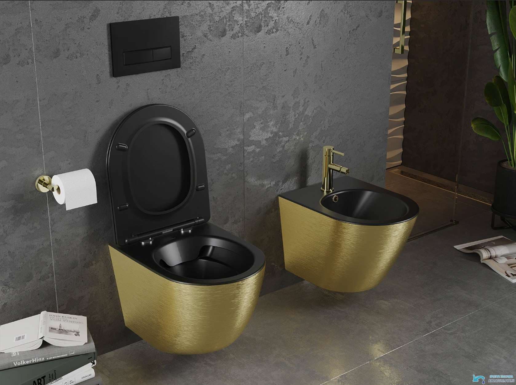 WC sospeso DELUXE TO1699 effetto oro spazzolato