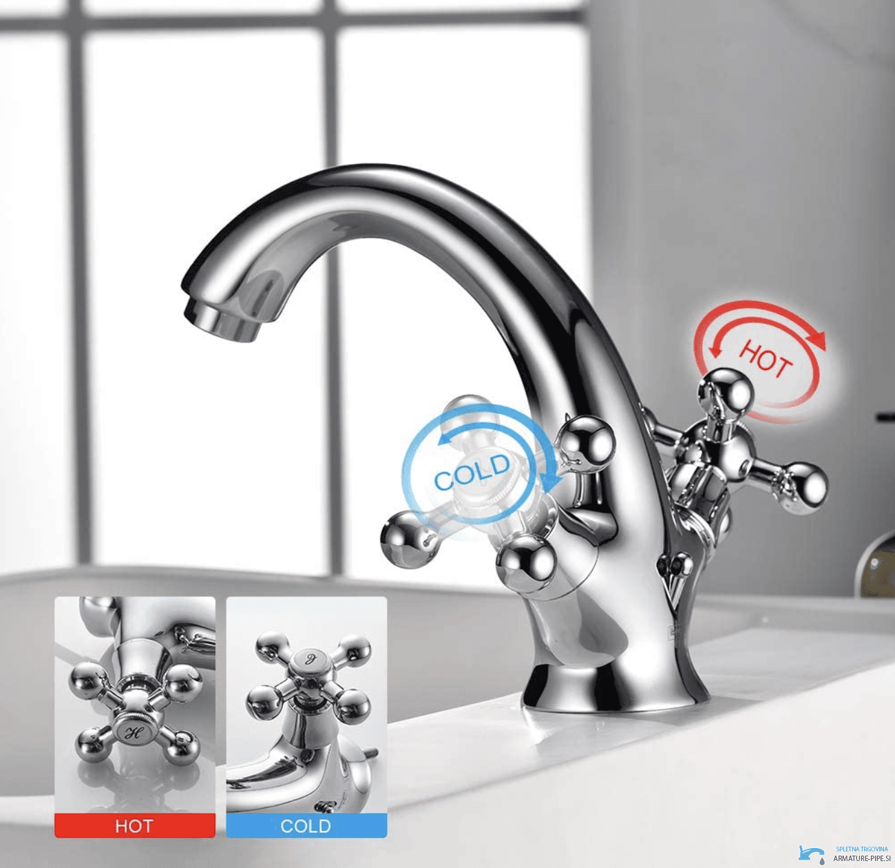 Rubinetto bidet rustico UC1143 in cromo lucido