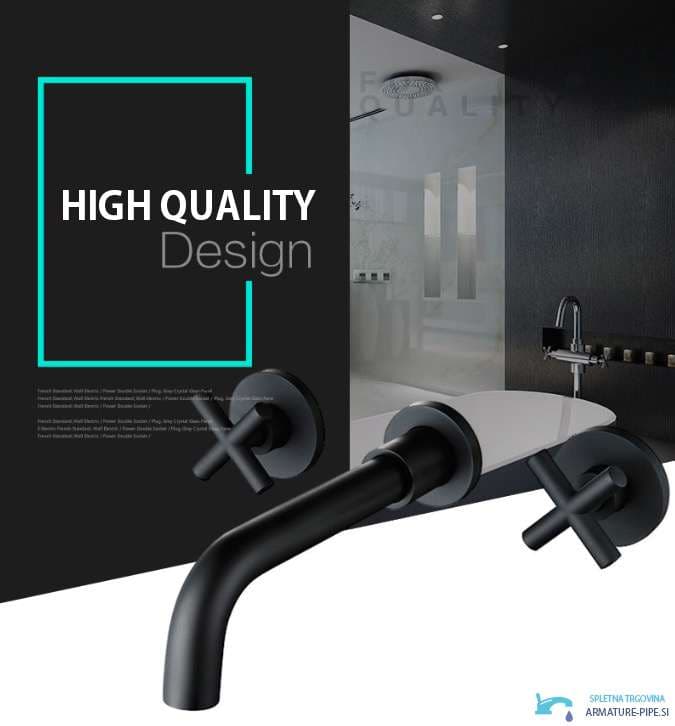 Rubinetto a parete nero per lavabo WB2248 con finitura nera opaca