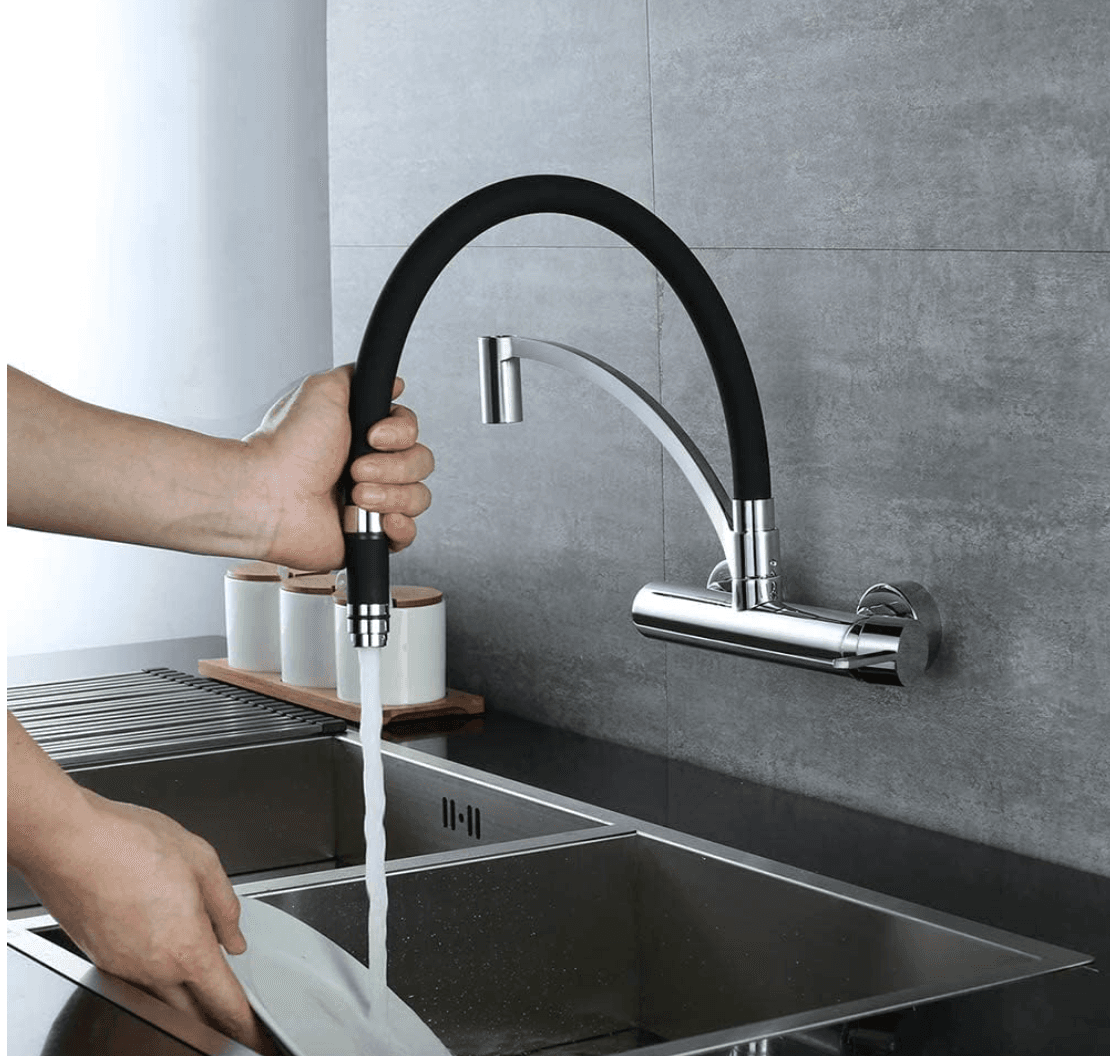 Miscelatore da cucina EYN WL1026 a parete con bocca girevole, doccetta estraibile e diverse finiture WL1026 — 1