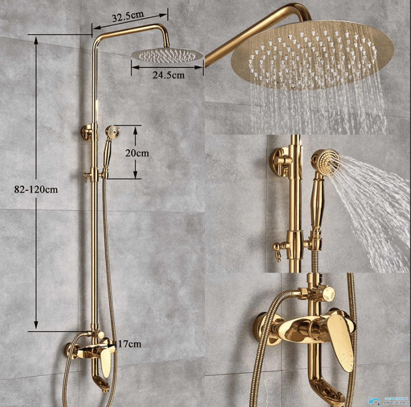 Specifiche del sistema doccia a vista ZNT1699: 82–120 cm, soffione 24,5 cm
