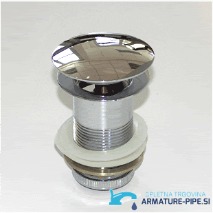 Sifone pop-up per lavabo woo-1491 con tappo tondo cromato