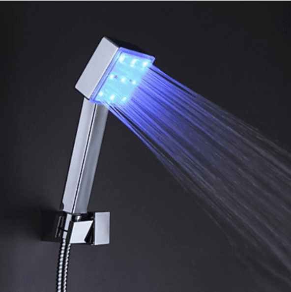 Sistema doccia LED da incasso woo-2436 cromato con doccetta illuminata di blu