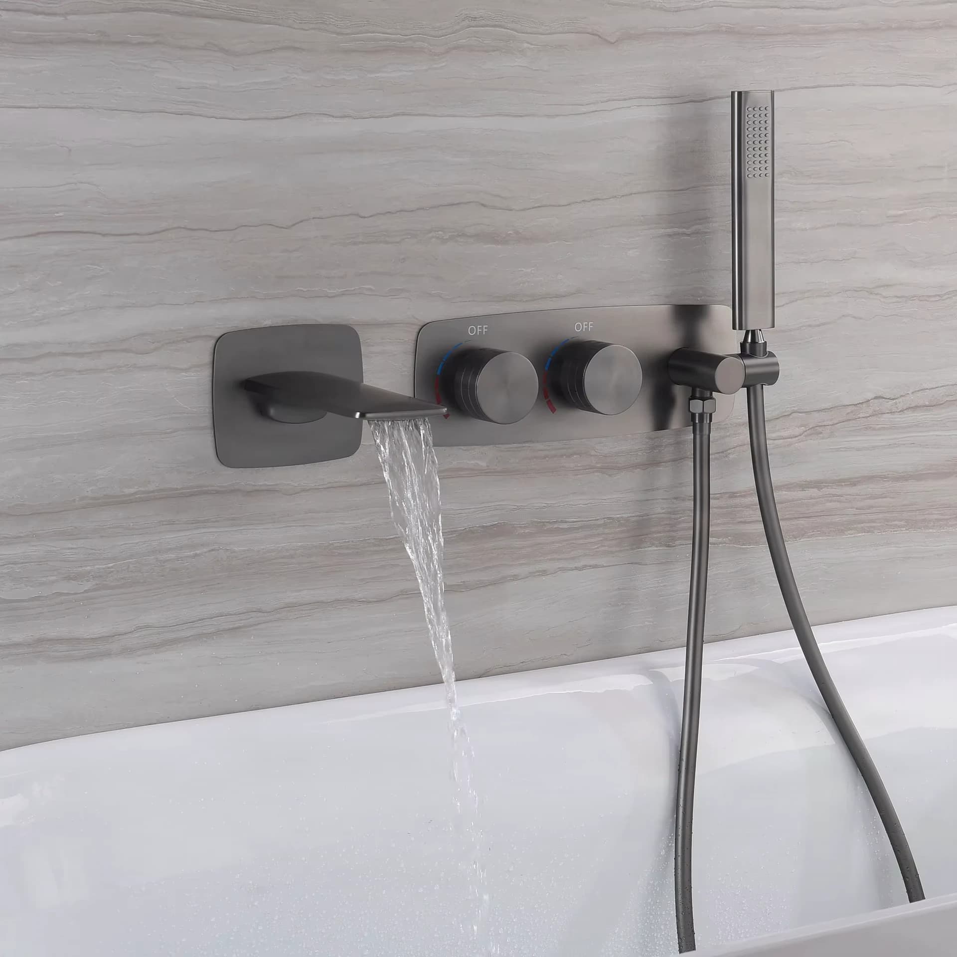 All-copper Concealed Bathtub Faucet In-wall Tub Edge Shower Concealed Installation Homestay Bathroom Hot And Cold Shower Faucet