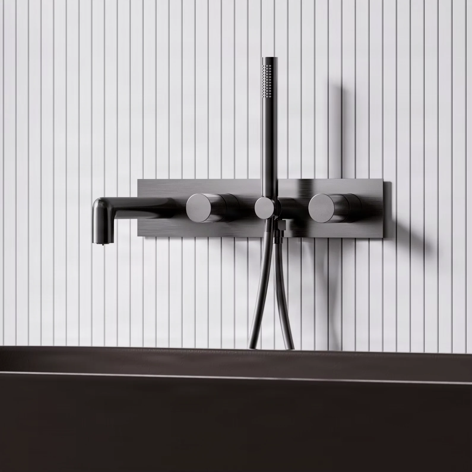 Brushed Silver Nickel Gun Gray Concealed Embedded Wall-mounted Bathtub Faucet All Copper Hot And Cold Embedded Hidden Shower