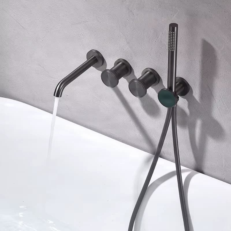Shower Set All-copper Led Display Wall-mounted Gunmetal Gray Bathtub Concealed Faucet
