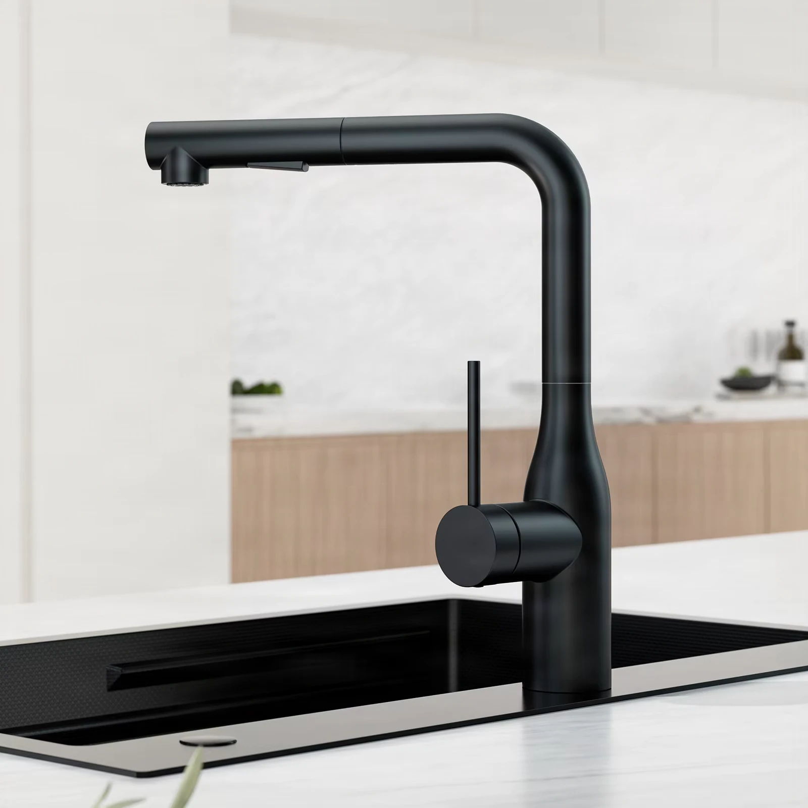 Miscelatore da cucina ELITE EDITION KF1699 con doccetta estraibile a 2 getti, bocca girevole e finiture multiple