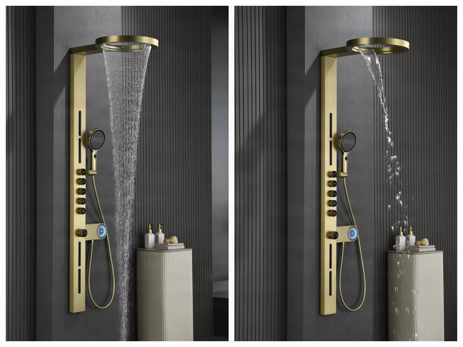 Pannello doccia ELITE EDITION BSW1726 in ottone con display digitale, due funzioni e più finiture, dal nero opaco all’oro
