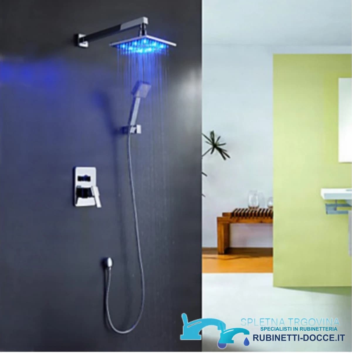 Sistema doccia LED da incasso woo-2436 con finitura cromata lucida