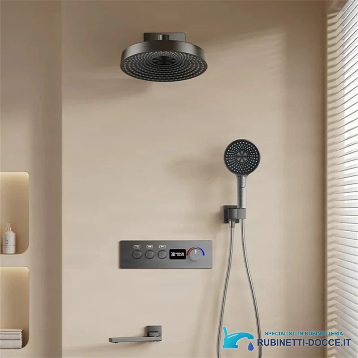 Sistema doccia termostatico ELITE EDITION BCS1698 in canna di fucile spazzolato