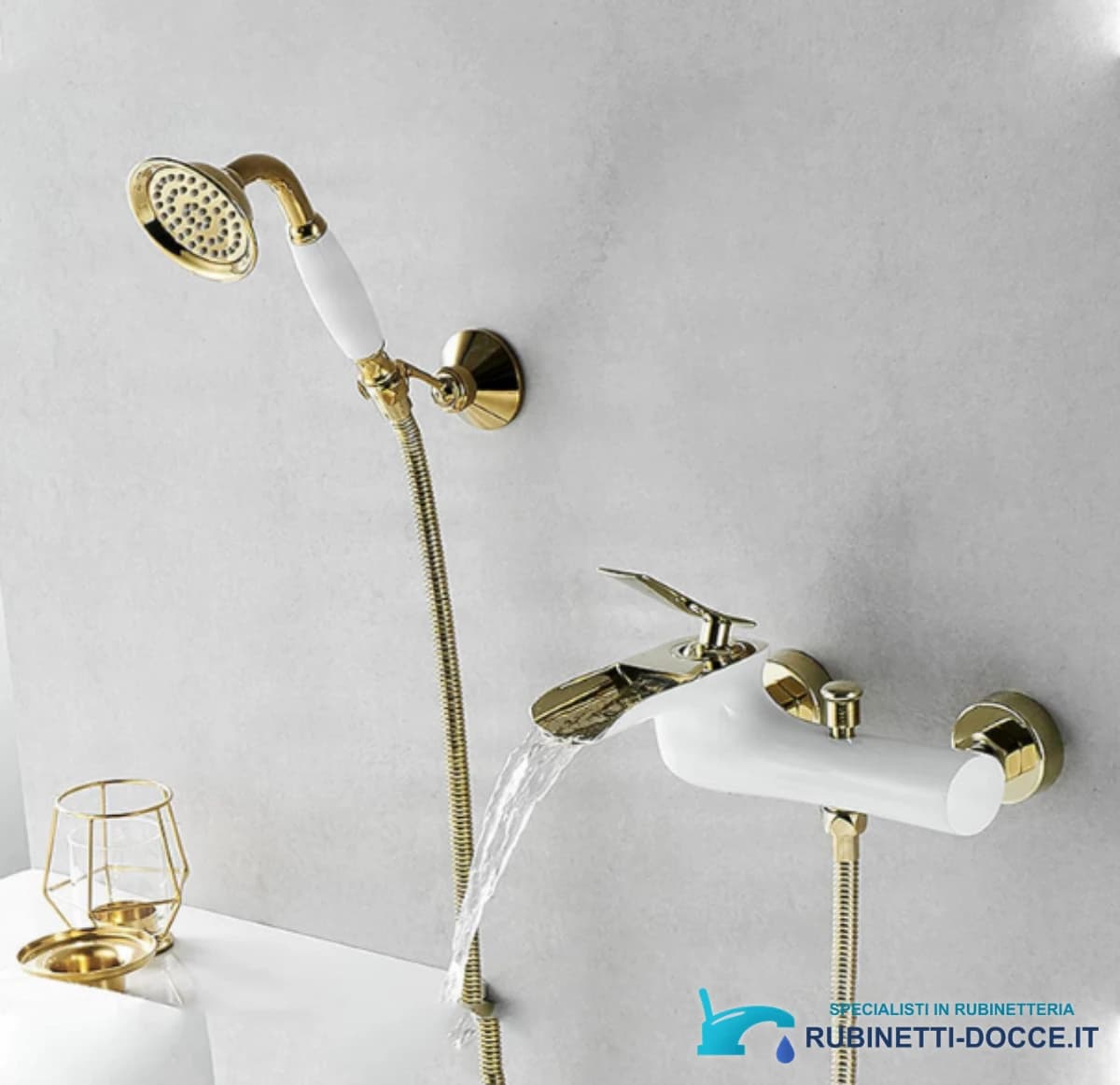 Lussuoso rubinetto per vasca ELITE EDITION BBT1303 bianco lucido e oro