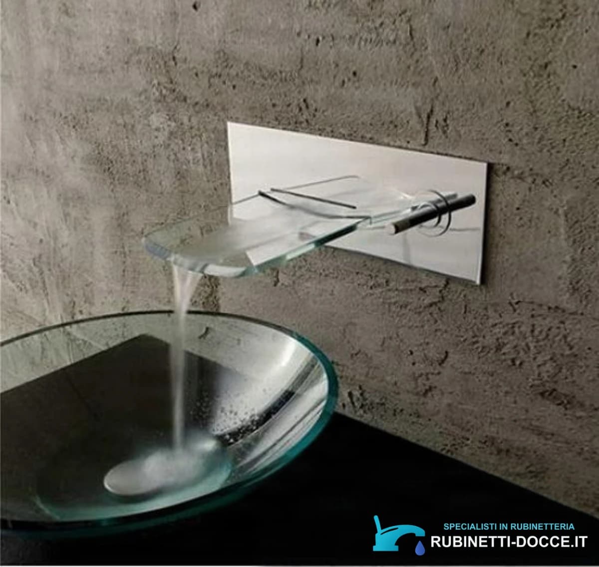 Rubinetto lavabo EYN 0359 con bocca in vetro e finitura cromata lucida