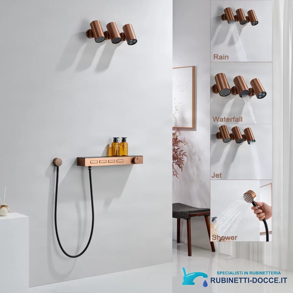 Sistema doccia da incasso ELITE EDITION BSC1620 a 4 funzioni con cascata, getti massaggianti e finiture multiple