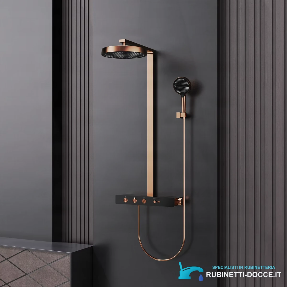 Sistema doccia termostatico a parete ELITE EDITION BSW1727 in ottone, disponibile in più finiture — vista 1