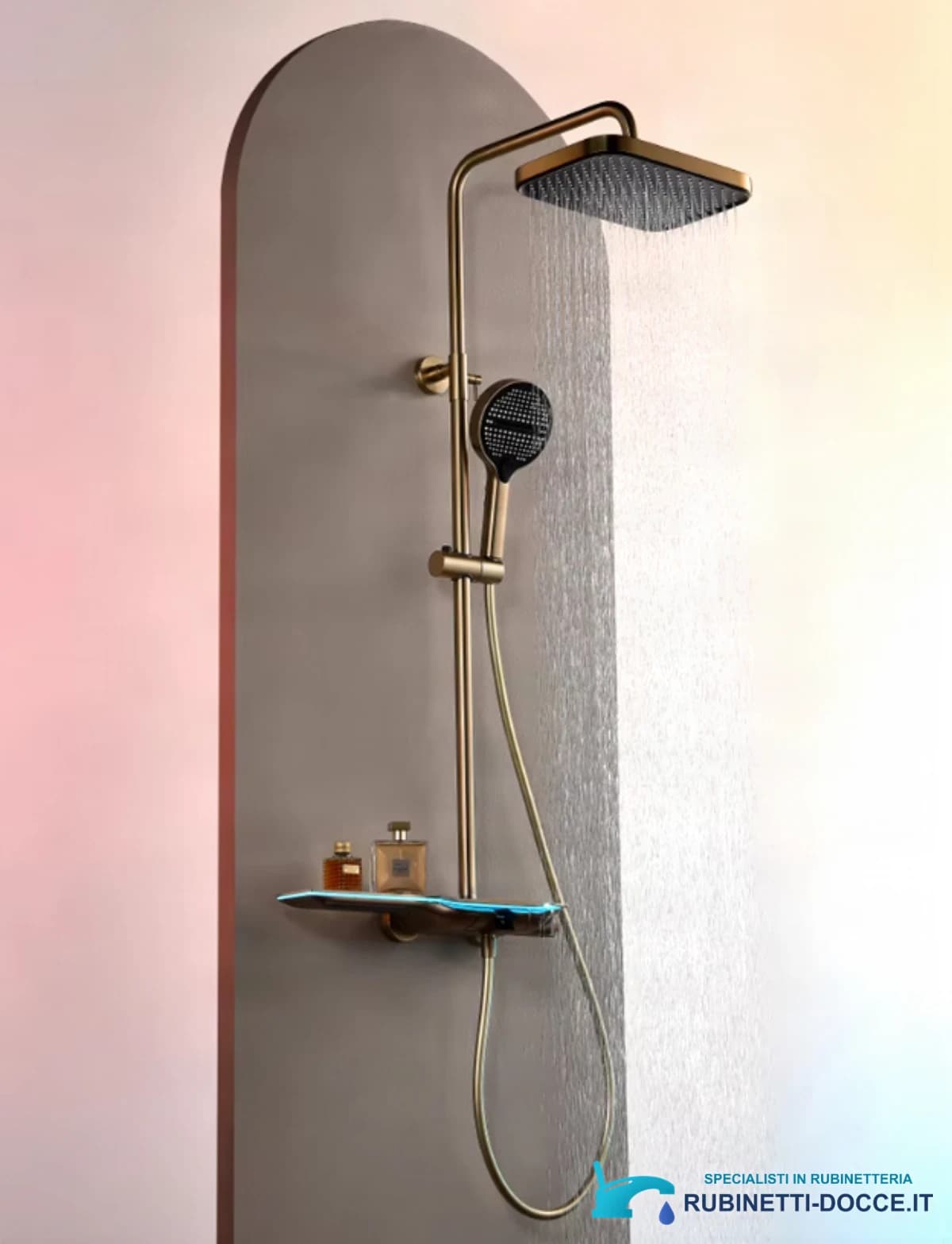 Pannello doccia termostatico ELITE EDITION BSE1420 a vista con schermo LED, getto a cascata e più finiture