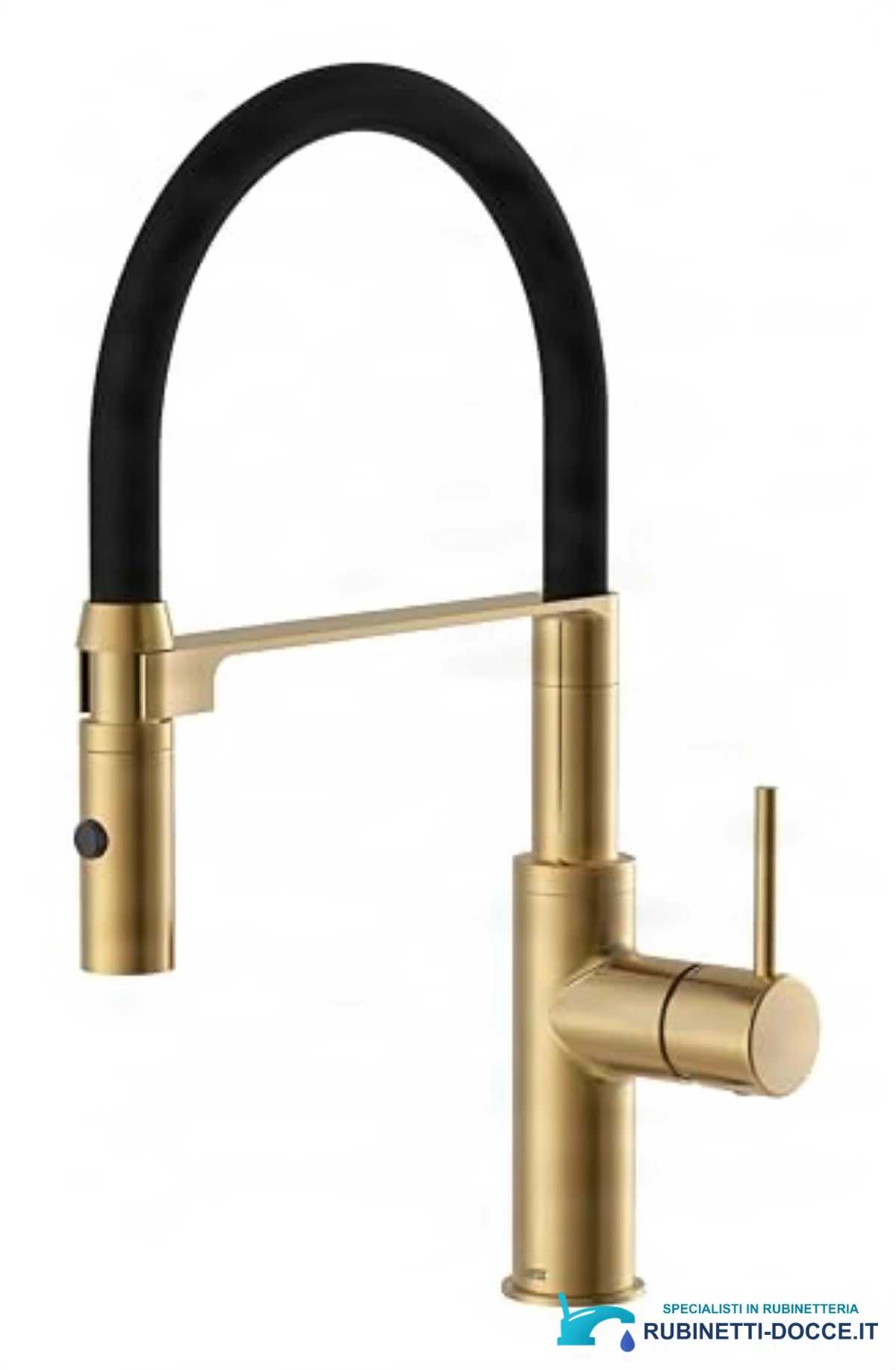 Rubinetto da cucina ELITE EDITION KF1445 in oro spazzolato con bocca flessibile nera