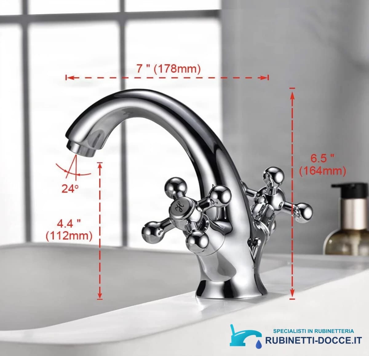 Misure tecniche del rubinetto bidet cromato UC1143: 178 × 164 mm