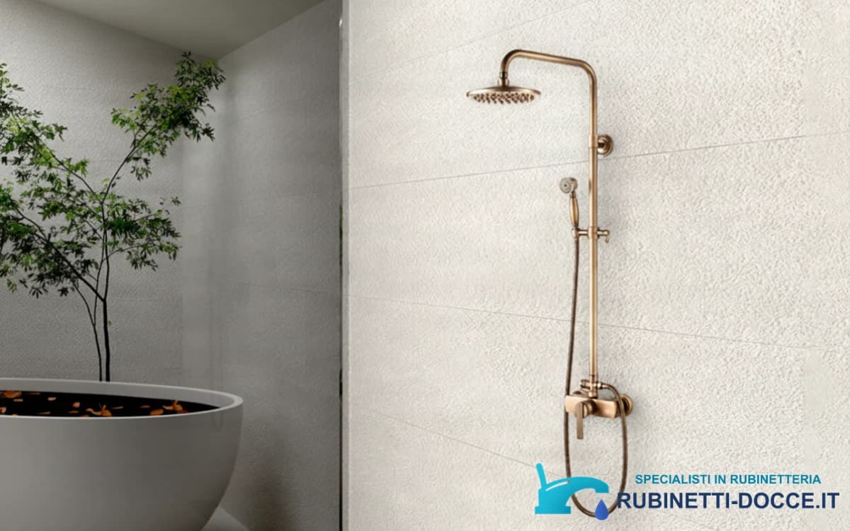 Sistema doccia ELITE EDITION BSE1508 installato su una parete chiara del bagno