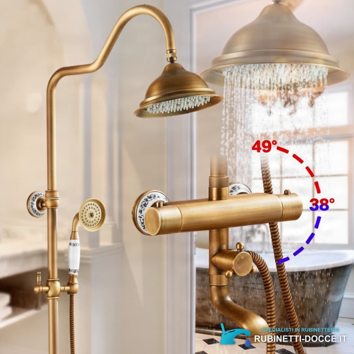 Sistema doccia termostatico ATS1155 esterno a parete in più finiture