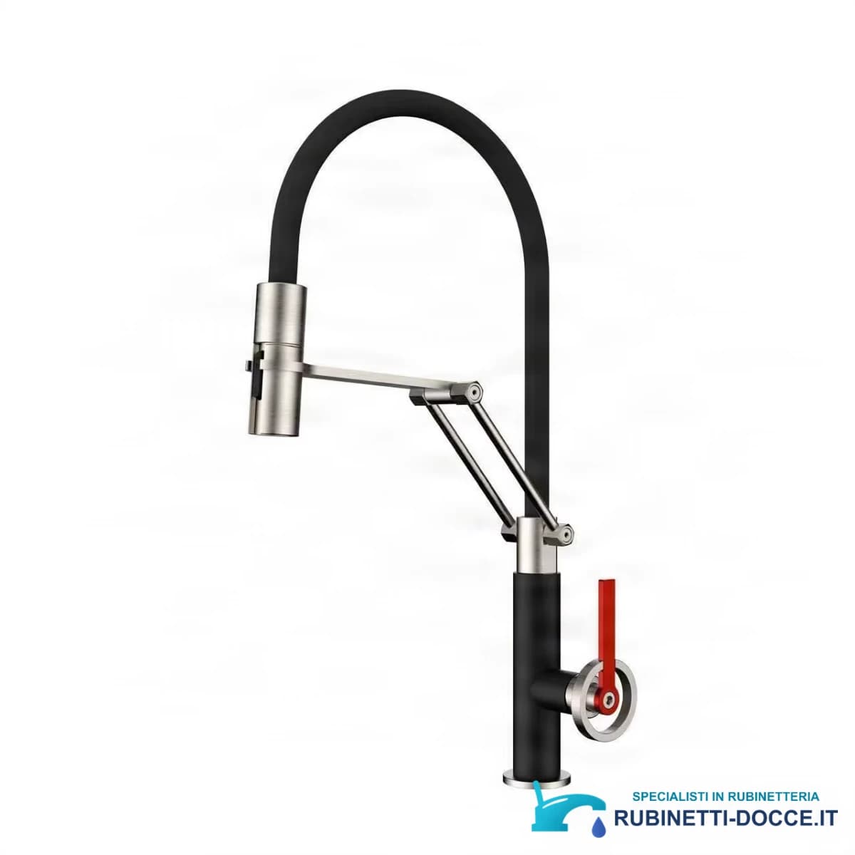 Rubinetto cucina monocomando ELITE EDITION KFD1691 nero opaco e nichel spazzolato