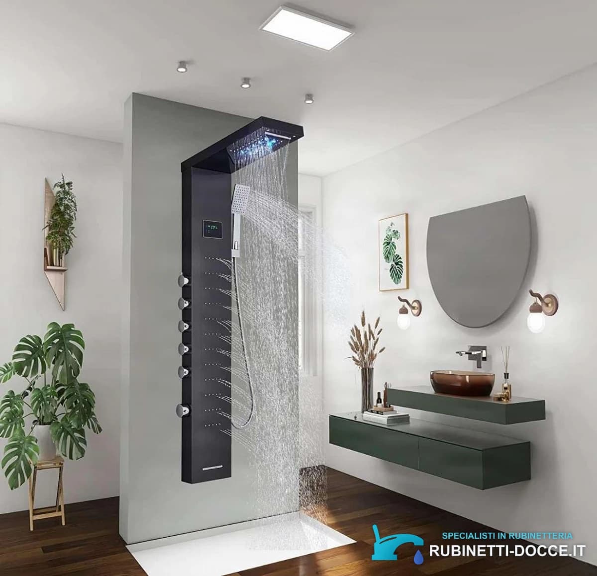 Sistema doccia a parete EYN con display LED BSP2040 in nero opaco