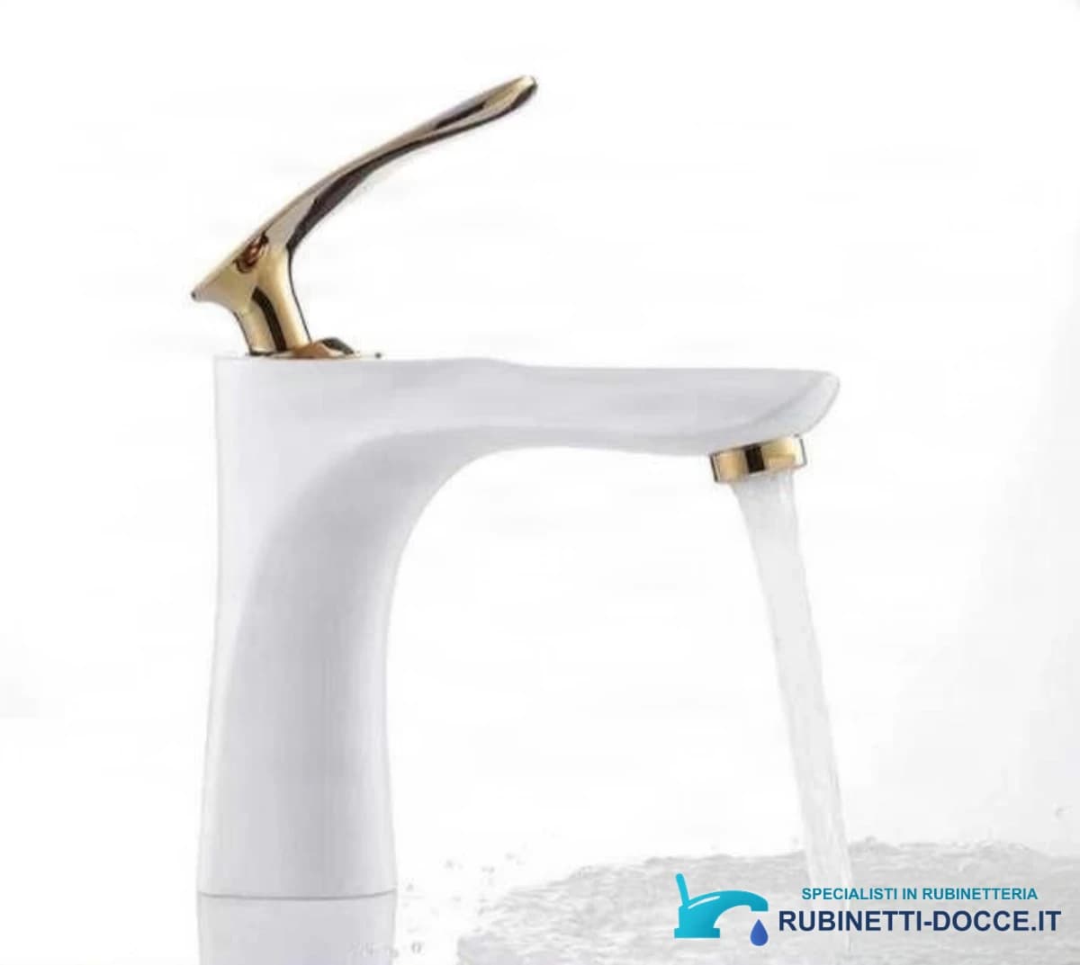 Miscelatore per lavabo freestanding EYN BZ2224 in più finiture, tra cui bianco e oro o bianco e cromo