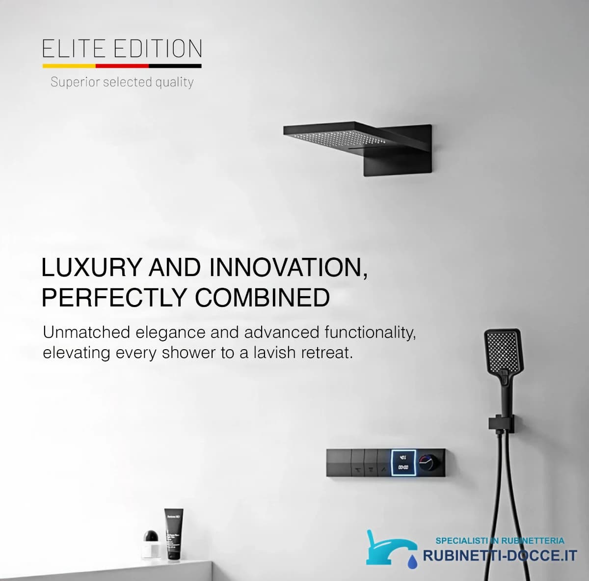 Sistema doccia da incasso ELITE EDITION BCS1050 con display LED e finiture multiple