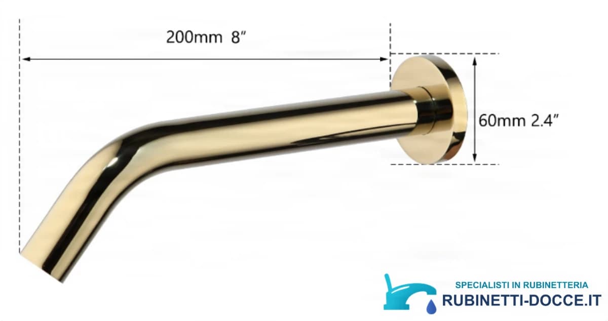 Specifiche BWS1254: sporgenza 200 mm, rosone Ø 60 mm