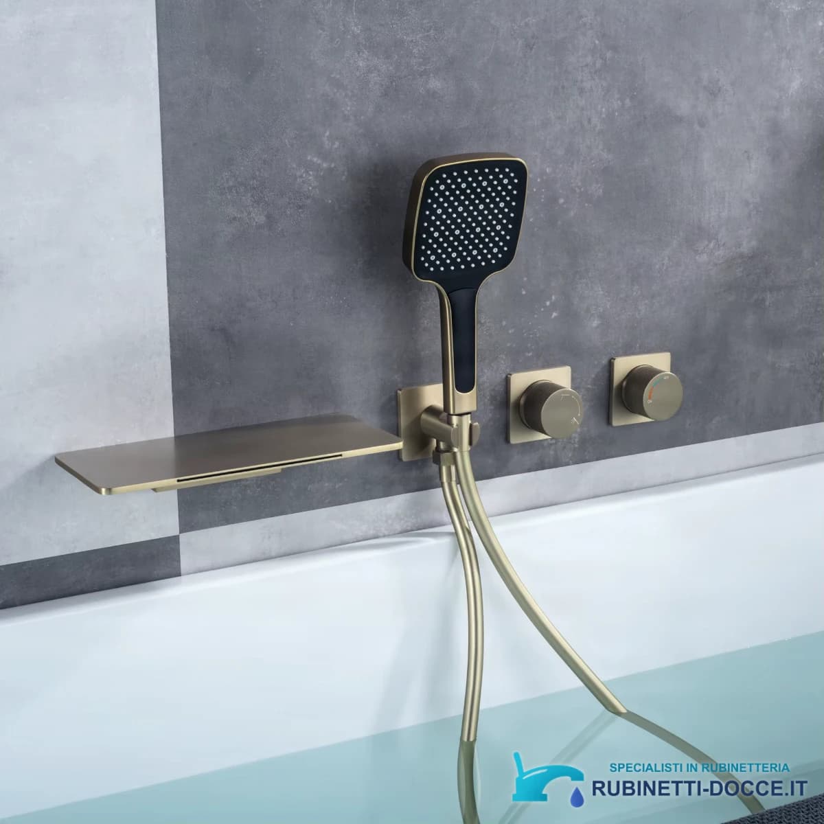 Rubinetto vasca in rame da incasso con LED nascosto ELITE EDITION BSC1669, oro champagne spazzolato
