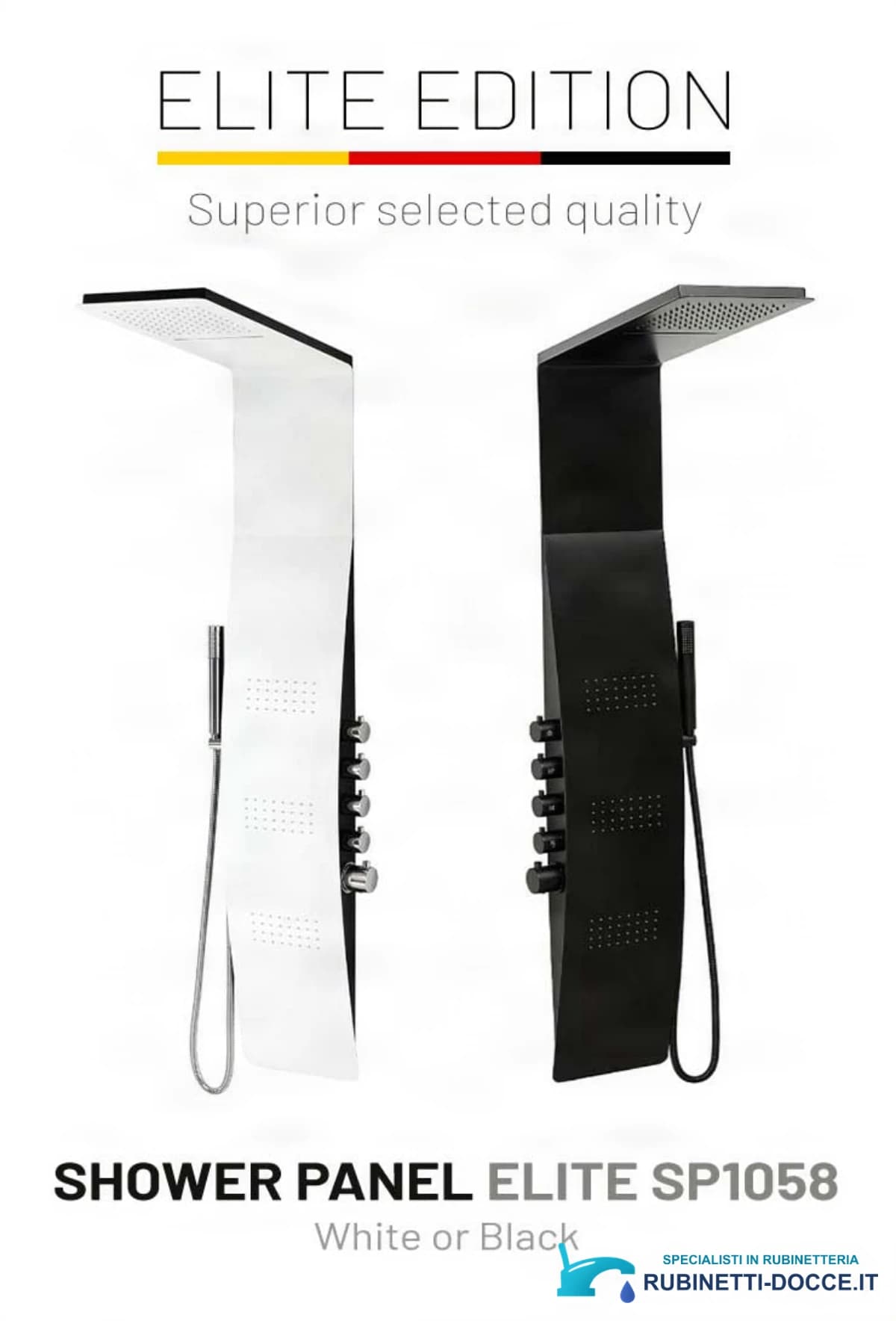 Pannello doccia termostatico ELITE SP1058 in bianco e nero