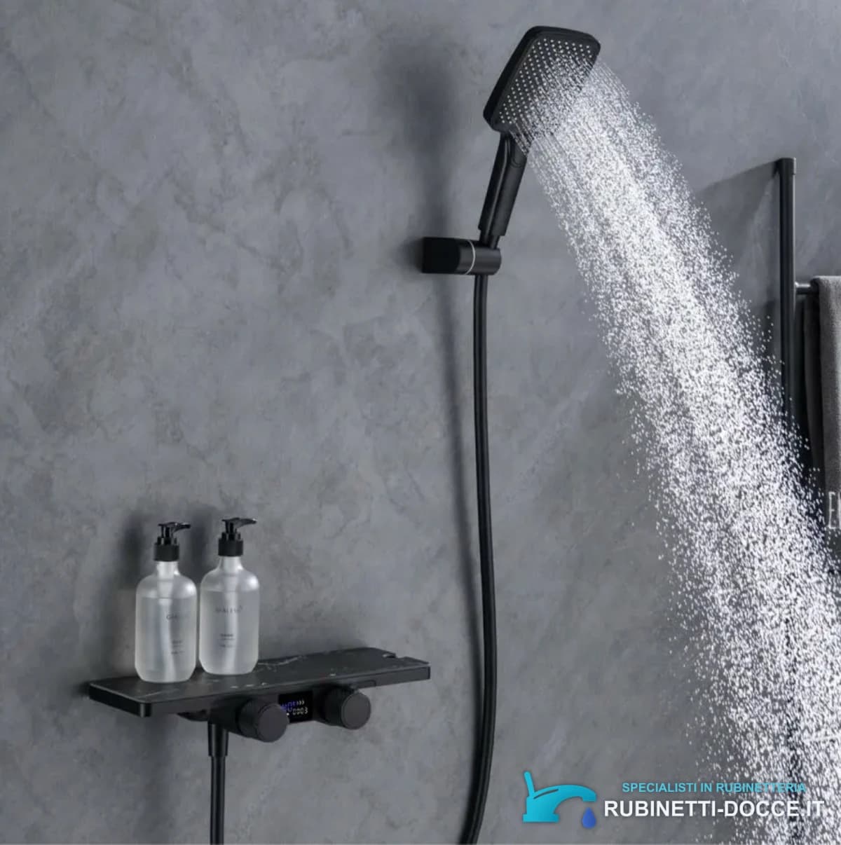 Sistema doccia ELITE EDITION BBT2053 termostatico con LED e getti multipli, in più finiture tra cui nero opaco e grigio grafite