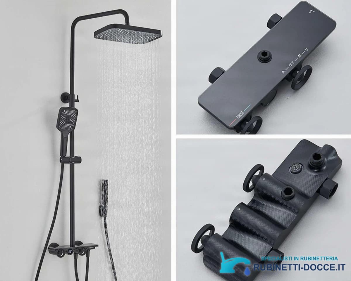 Sistema doccia esterno ELT1104 termostatico digitale a 4 uscite, grigio canna di fucile