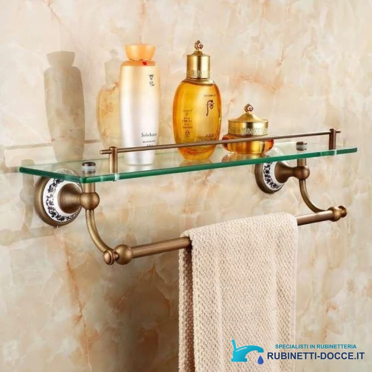 Accessori da bagno EYN AQD1523 in più finiture con dettagli in ceramica